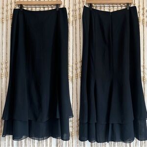 Adrianna Papell Vintage Black Layered Ruffle Maxi Whimsy Goth Emo Fairy Skirt 16